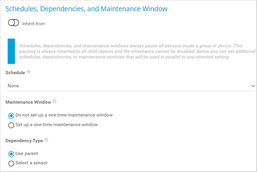 Schedules, Dependencies, and Maintenance Window