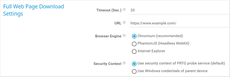 Full Web Page Download Settings